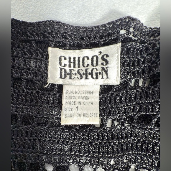 Chico's Black Open-Knit Cardigan - Picture 9 of 9